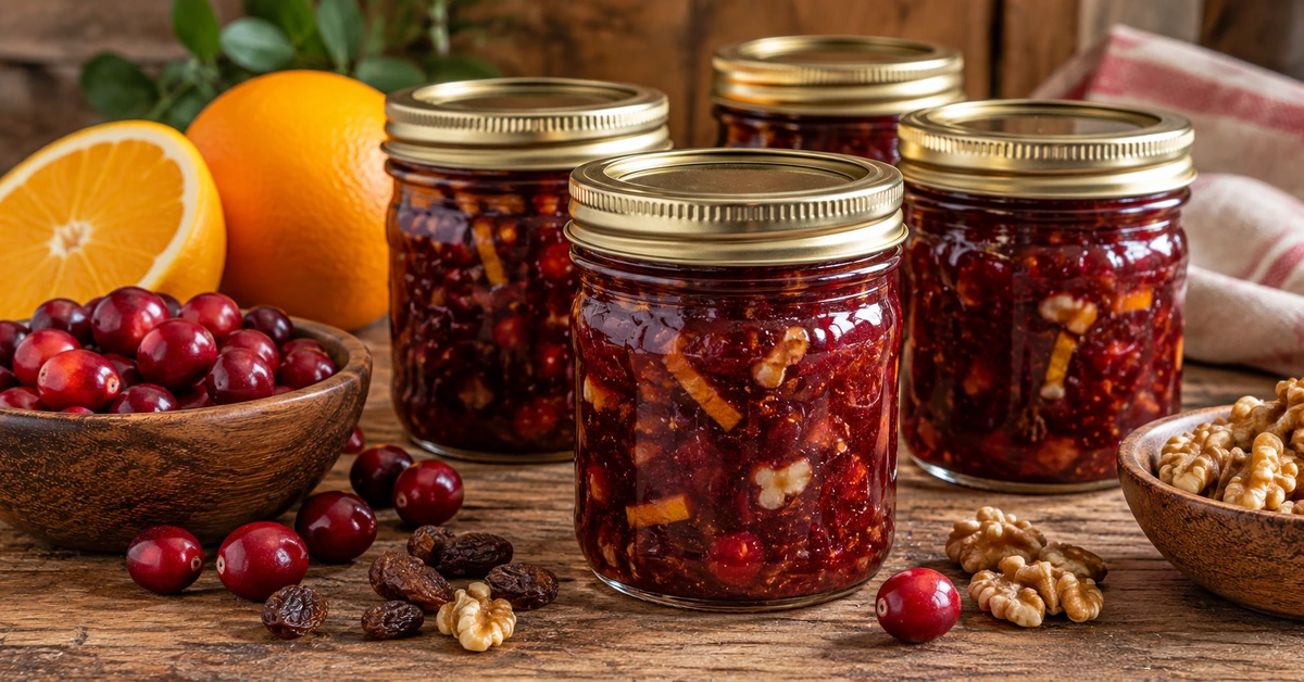 Cranberry-Orangen-Konfitüre mit Walnüssen