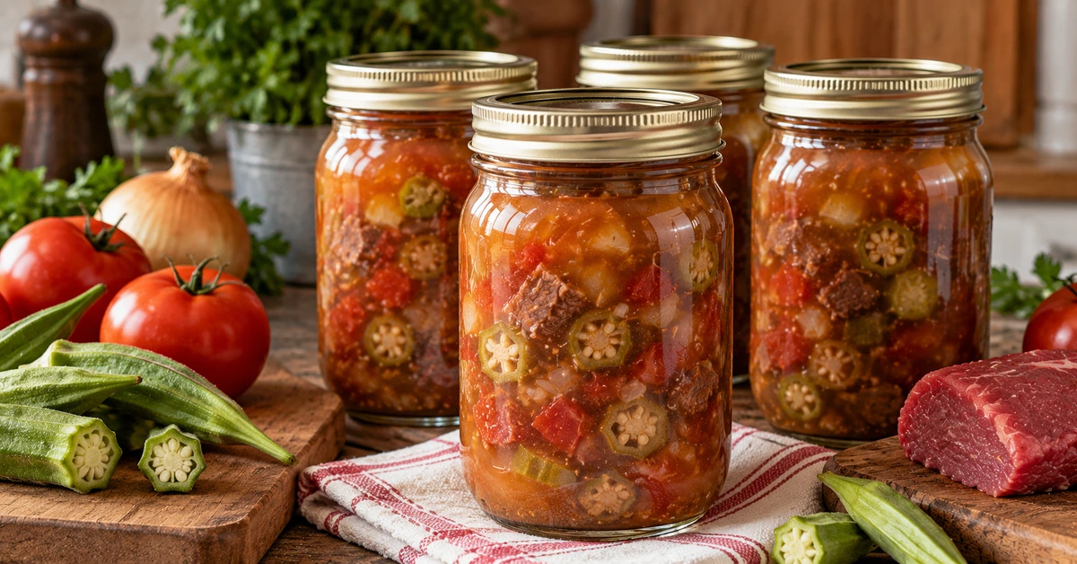 Rindfleisch-Okra-Tomaten-Suppe
